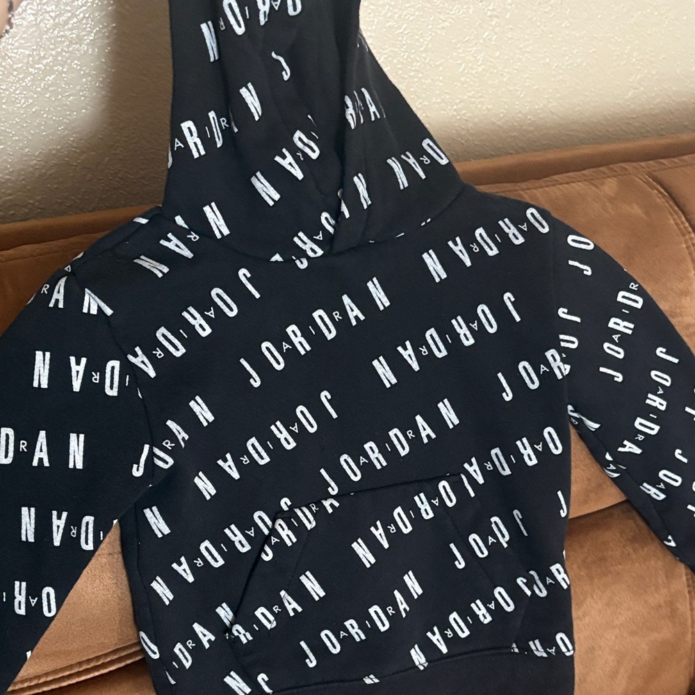 Jordan Black Hoodie with White All-Over Logo